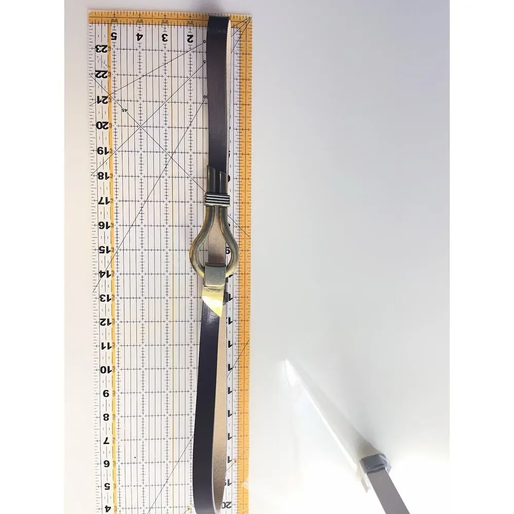 Chico's Boho Skinny Leather Belt, Adjustable Gold Toned Equestrian Hook Clasp